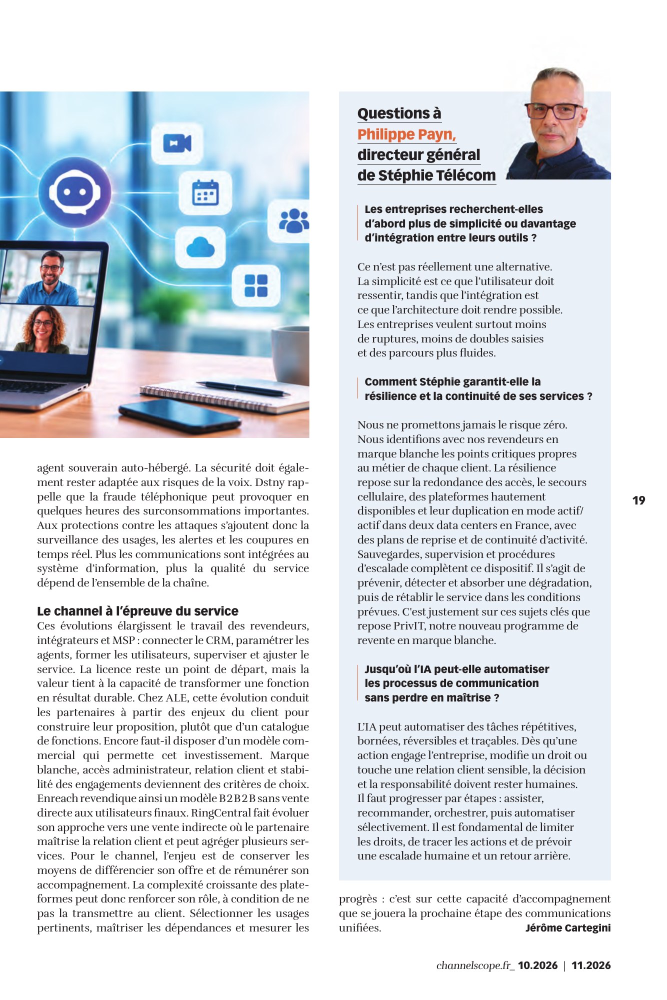 Page 19 du magazine ChannelScope numéro 5 : interview de Philippe Payn